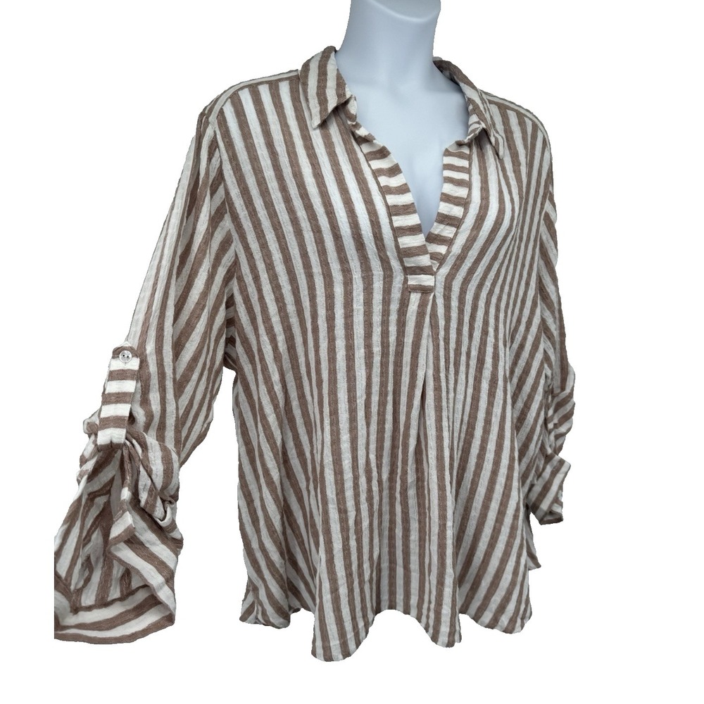 Jane + Delancey Plus 3X striped Beachy Gauze Crinkle resort vacation oversized